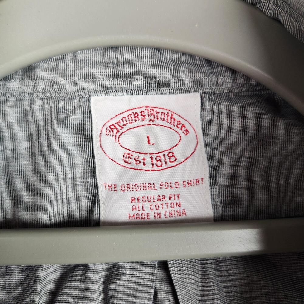 Brooks Brothers Shirt Mens Large Gray 1818 Button Down Regular Fit Preppy Dress